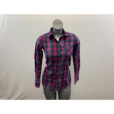 SWS Women's Pink Multi Coloured Plaid Long Sleeve Collared Button Up Shirt Size Small Cotton