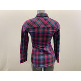 SWS Women's Pink Multi Coloured Plaid Long Sleeve Collared Button Up Shirt Size Small Cotton