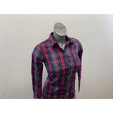 SWS Women's Pink Multi Coloured Plaid Long Sleeve Collared Button Up Shirt Size Small Cotton