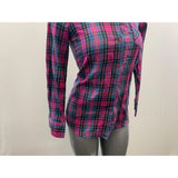 SWS Women's Pink Multi Coloured Plaid Long Sleeve Collared Button Up Shirt Size Small Cotton