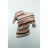Suzy Shier Women's Medium Polyester Blend Pink Beige Cold Shoulder Short Sleeve