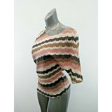 Suzy Shier Women's Medium Polyester Blend Pink Beige Cold Shoulder Short Sleeve