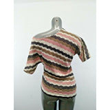 Suzy Shier Women's Medium Polyester Blend Pink Beige Cold Shoulder Short Sleeve