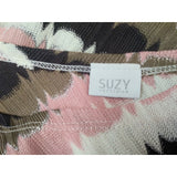 Suzy Shier Women's Medium Polyester Blend Pink Beige Cold Shoulder Short Sleeve