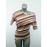 Suzy Shier Women's Medium Polyester Blend Pink Beige Cold Shoulder Short Sleeve