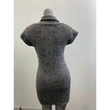 Majora Women's Cowl Neck Sweater Dress Size Large Gray Short Sleeve Acrylic