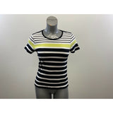 Les Collection Mat Women's Black Striped T Shirt Size Small Short Sleeve Cotton