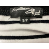 Les Collection Mat Women's Black Striped T Shirt Size Small Short Sleeve Cotton