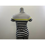 Les Collection Mat Women's Black Striped T Shirt Size Small Short Sleeve Cotton