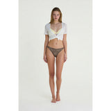 Xhilaration Women's String Bikini Bottoms Size Small Green Cantaloupe Lace Front NWT