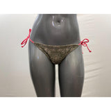 Xhilaration Women's String Bikini Bottoms Size Small Green Cantaloupe Lace Front NWT