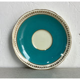 Aynsley Teacup Saucer Set Bone China England Teal Blue Gold Trim