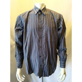 Eddie Bauer Classic Fit Men's Large Long Sleeve Blue Tan Striped Button Up Shirt