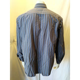Eddie Bauer Classic Fit Men's Large Long Sleeve Blue Tan Striped Button Up Shirt