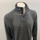 Field & Stream Men's Pullover Sweater Size Medium Gray Button Mock Neck Polyester
