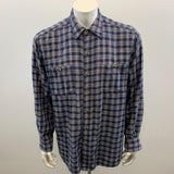 Dakota Plaid Button Up Shirt Men's Size Large Blue Gray Long Sleeve Cotton