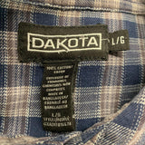 Dakota Plaid Button Up Shirt Men's Size Large Blue Gray Long Sleeve Cotton
