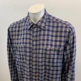 Dakota Plaid Button Up Shirt Men's Size Large Blue Gray Long Sleeve Cotton