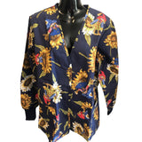 Crest Women's Scrub Top Scarecrow Sunflower Themed Multi-color 100% Cotton Medium