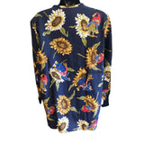 Crest Women's Scrub Top Scarecrow Sunflower Themed Multi-color 100% Cotton Medium
