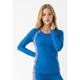 ACX Women's Blue Long Sleeve Scoop Neck Fitted Athletic Activewear Top Size M
