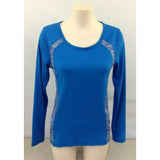 ACX Women's Blue Long Sleeve Scoop Neck Fitted Athletic Activewear Top Size M