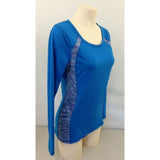 ACX Women's Blue Long Sleeve Scoop Neck Fitted Athletic Activewear Top Size M