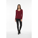 American Eagle Women's Soft & Sexy Plush T Shirt Size Small Burgundy V Neck Long Sleeve Tee