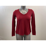 American Eagle Women's Soft & Sexy Plush T Shirt Size Small Burgundy V Neck Long Sleeve Tee