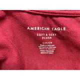 American Eagle Women's Soft & Sexy Plush T Shirt Size Small Burgundy V Neck Long Sleeve Tee