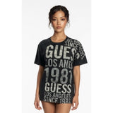 Guess T Shirt Women's Medium Black Front Print Crew Neck Short Sleeve Tee