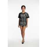 Guess T Shirt Women's Medium Black Front Print Crew Neck Short Sleeve Tee