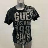 Guess T Shirt Women's Medium Black Front Print Crew Neck Short Sleeve Tee