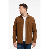 Amazon Essentials Men's Brown Button up Long Sleeve Slim Shirt Size XS Cotton Blend NEW