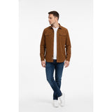 Amazon Essentials Men's Brown Button up Long Sleeve Slim Shirt Size XS Cotton Blend NEW