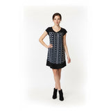 Jesser Women's Diamond Stripe Pattern V-Neck Short Sleeve Dress Size Medium