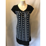 Jesser Women's Diamond Stripe Pattern V-Neck Short Sleeve Dress Size Medium