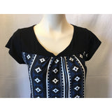 Jesser Women's Diamond Stripe Pattern V-Neck Short Sleeve Dress Size Medium