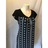 Jesser Women's Diamond Stripe Pattern V-Neck Short Sleeve Dress Size Medium