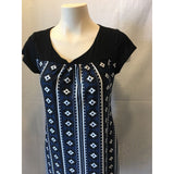 Jesser Women's Diamond Stripe Pattern V-Neck Short Sleeve Dress Size Medium