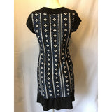 Jesser Women's Diamond Stripe Pattern V-Neck Short Sleeve Dress Size Medium