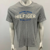 Tommy Hilfiger T Shirt Men's Large Gray Crew Neck Short Sleeve Spell Out Tee