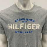 Tommy Hilfiger T Shirt Men's Large Gray Crew Neck Short Sleeve Spell Out Tee