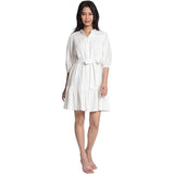 Maggy London Womens Puff Elbow Sleeve Waist Tie Tiered Hem Mini Dress 16P NEW