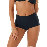 Roxy Womens Bikini Bottom Swim Boy Short Bathing Suit Black Small NEW