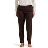 Lee Womens Plus Size Relaxed Fit Plain Front Straight-Leg Pant Espresso 24W Long
