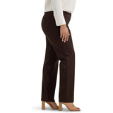 Lee Womens Plus Size Relaxed Fit Plain Front Straight-Leg Pant Espresso 24W Long