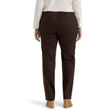 Lee Womens Plus Size Relaxed Fit Plain Front Straight-Leg Pant Espresso 24W Long