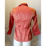 Mantles Women's Orange Iridescent Shiny 3/4 Sleeve Button Down Top Size 6