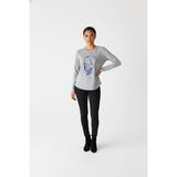 Carisma Women's Pajama Top Size Medium Owl Gray Long Sleeve Cotton Blend